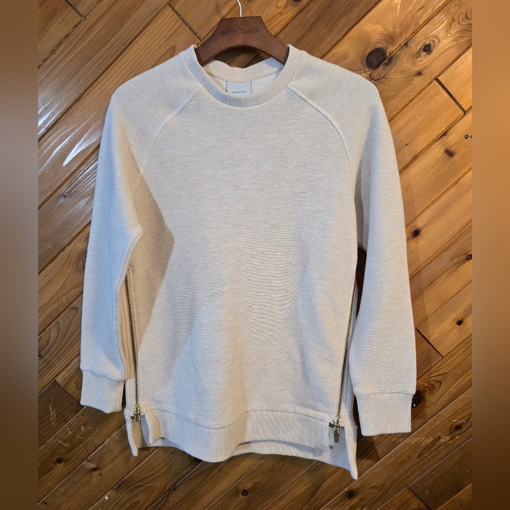 Varley Cream Ribbed Manning Sweatshirt Size XS Oversized - Picture 2 of 7